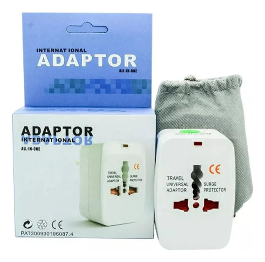 Adaptador Universal de Corriente para Viaje | Toma Corriente Eléctrica Internacional US EU UK AUS con Protección