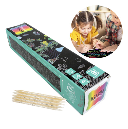 Rollo póster mágico para raspar 200 × 30 cm – papel interactivo para niños, creatividad y motricidad fina