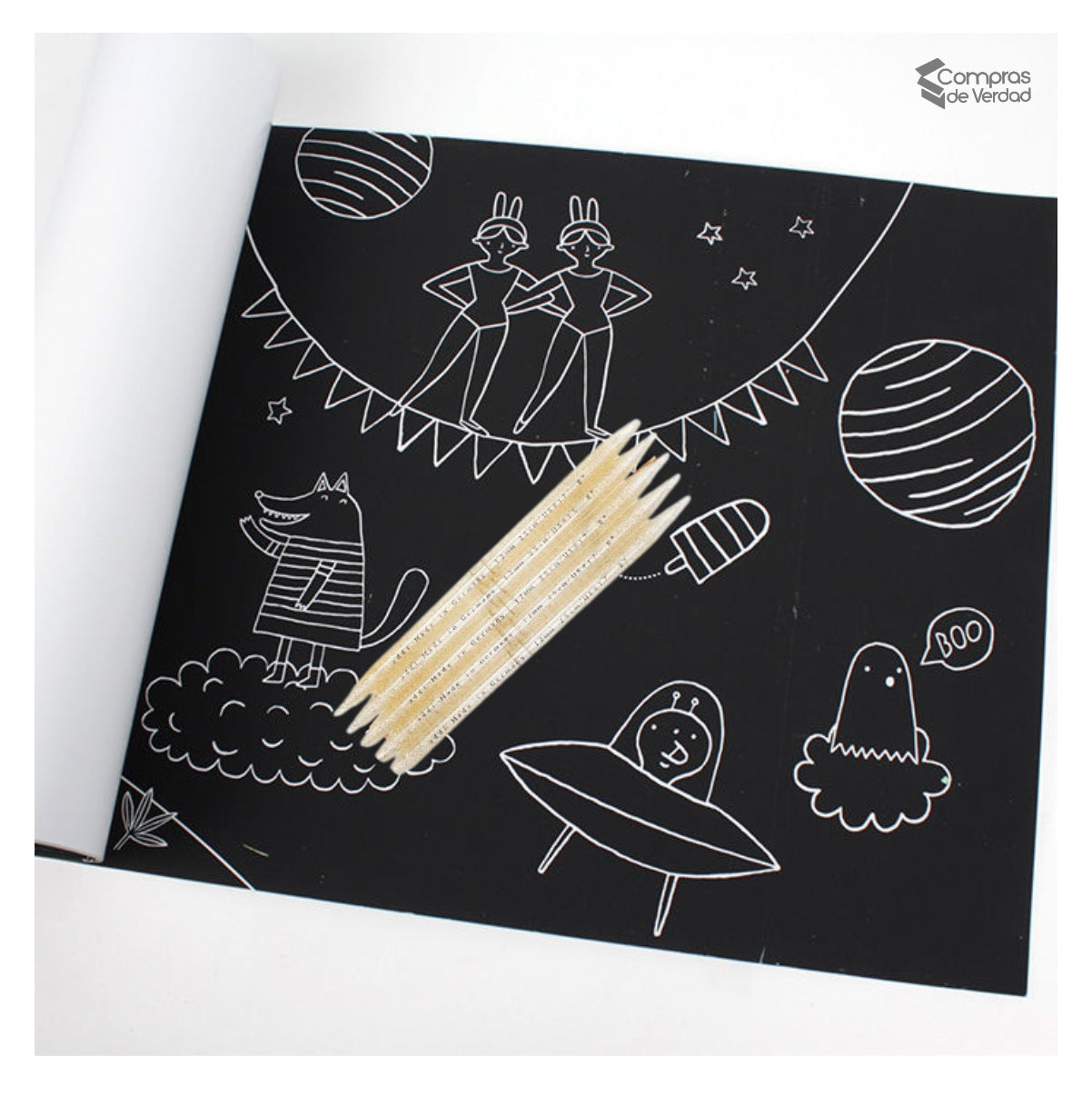 Rollo póster mágico para raspar 200 × 30 cm – papel interactivo para niños, creatividad y motricidad fina