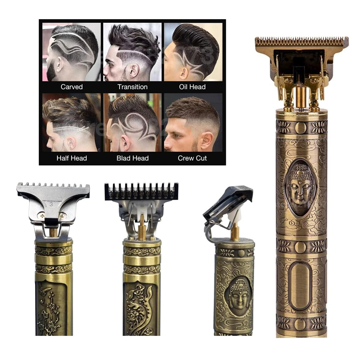 Patillera profesional inalámbrica tipo barbera Buda - Máquina recortadora de cabello y barba de alta precisión