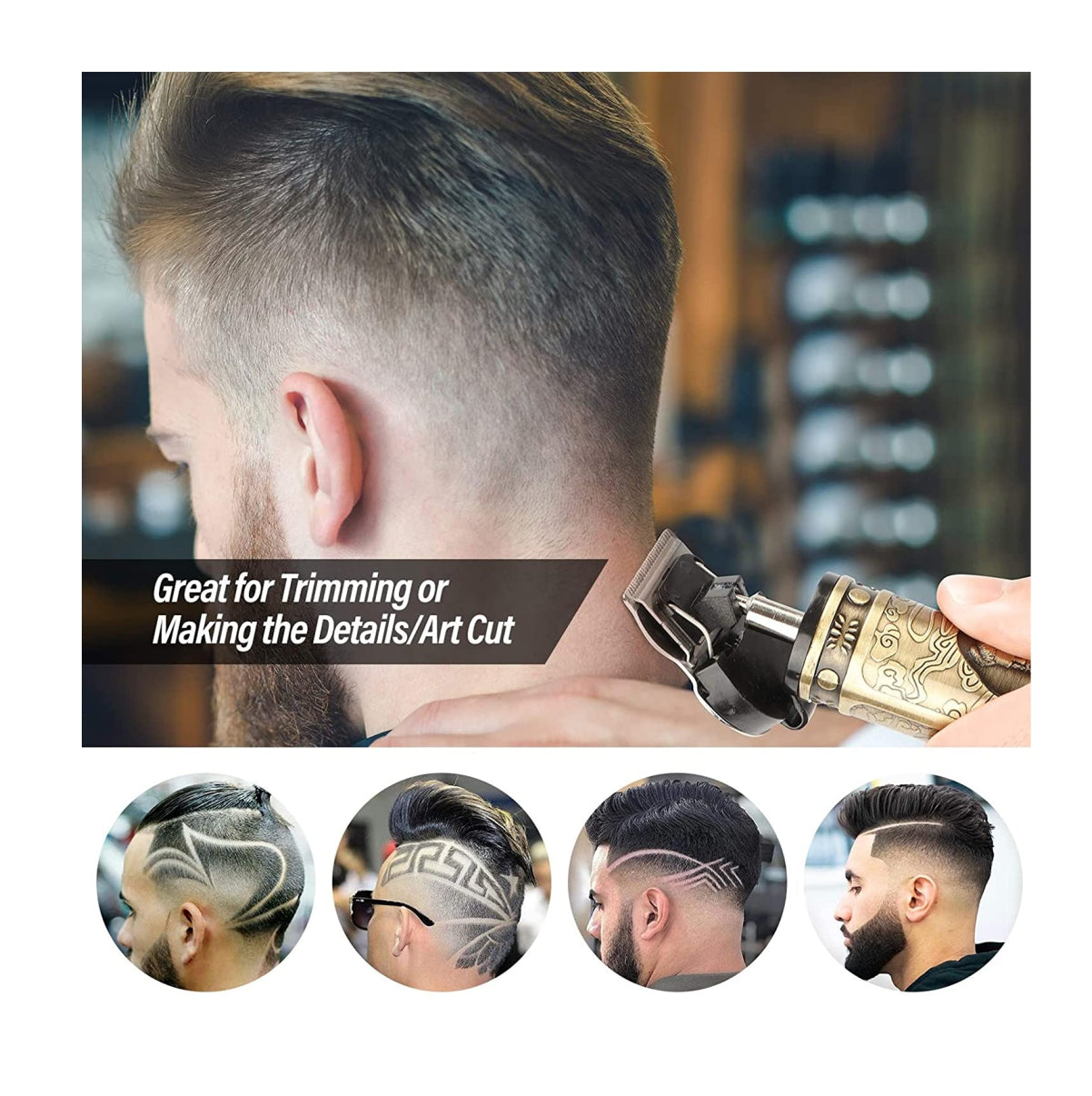 Patillera profesional inalámbrica tipo barbera Buda - Máquina recortadora de cabello y barba de alta precisión