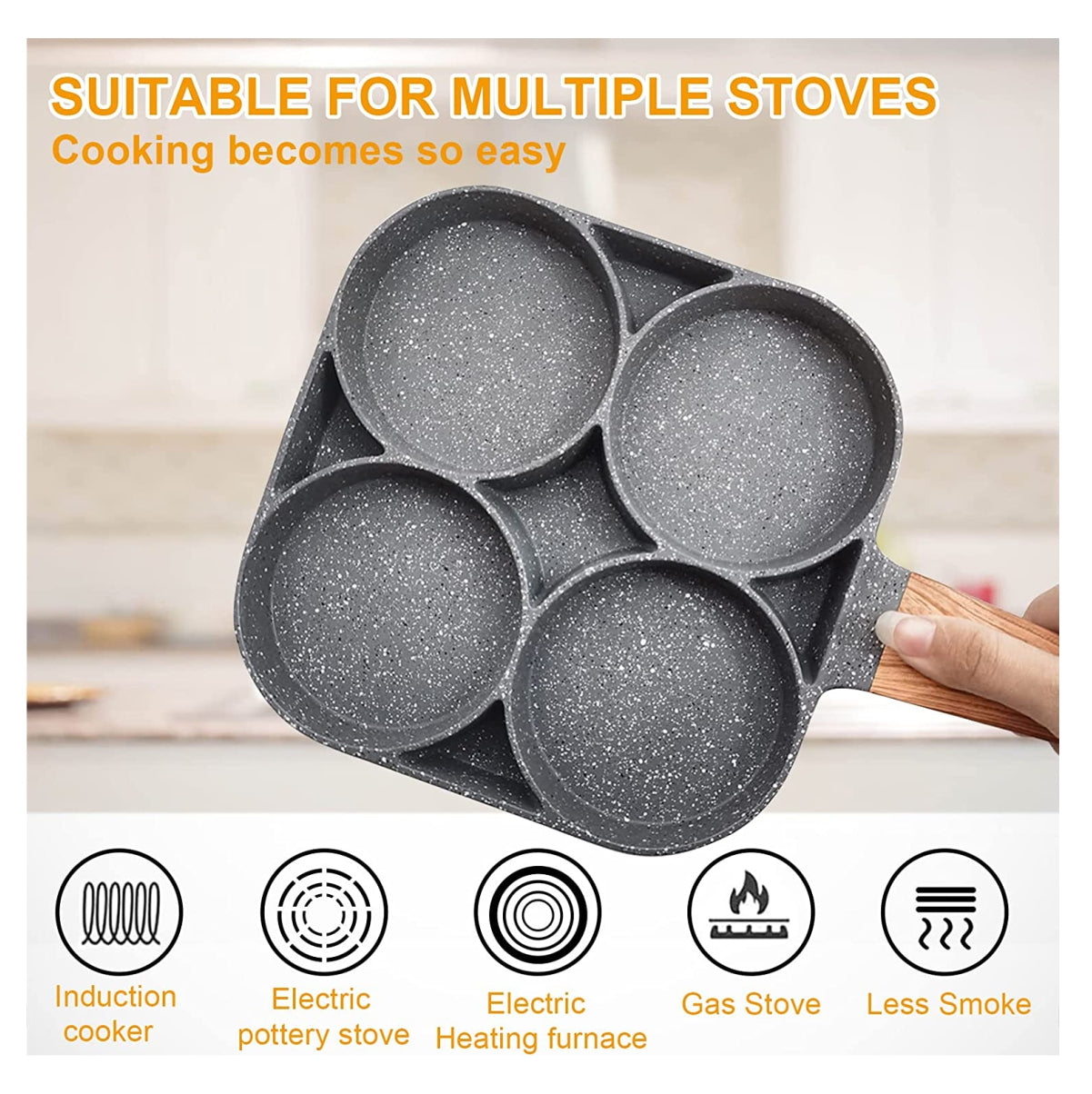 Set de Cocina Profesional 7 Piezas con Sartén Antiadherente de 4 Puestos y Juego de Cuchillos Premium – Multiuso para Cocina Moderna