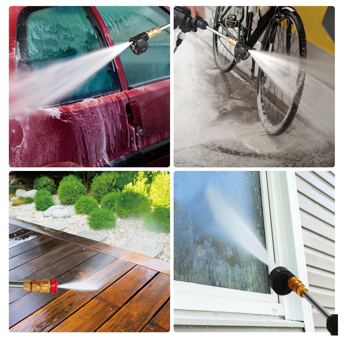 Hidrolavadora inalámbrica 6 modos de chorro – pistola de agua a presión portátil + accesorios para auto, jardín y limpieza doméstica