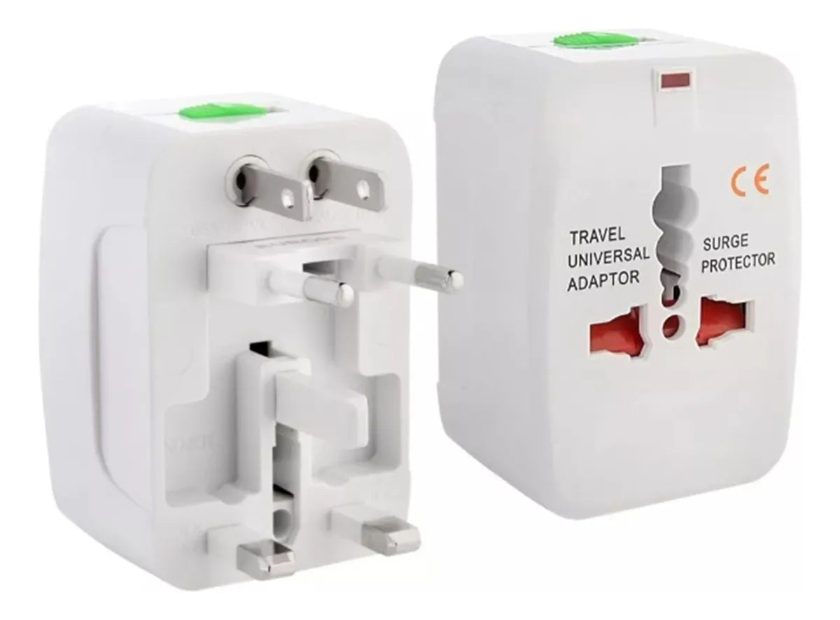 Adaptador Universal de Corriente para Viaje | Toma Corriente Eléctrica Internacional US EU UK AUS con Protección